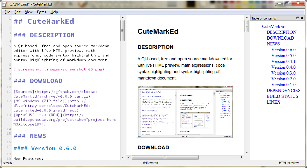 CuteMarkEd 0.11.3 software screenshot