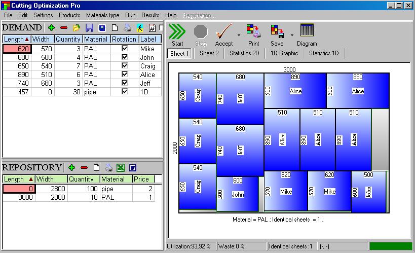 Cutting Optimization Pro 5.9.9.2 software screenshot