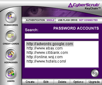 CyberScrub KeyChain 1.5 software screenshot