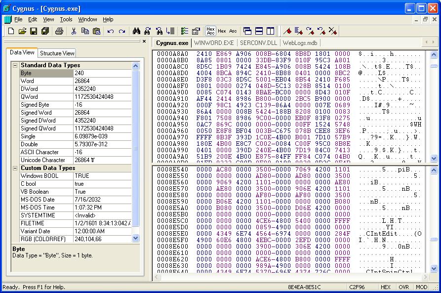 Cygnus Hex Editor 2.50 software screenshot