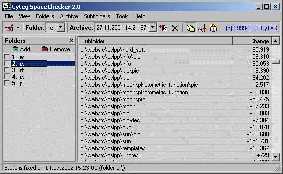 Cyteg SpaceChecker 2.0.04 software screenshot
