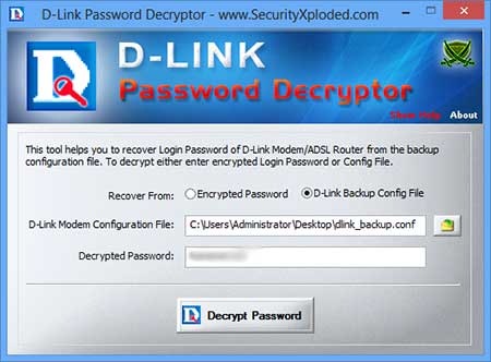 D-Link Password Decryptor 4.0 software screenshot