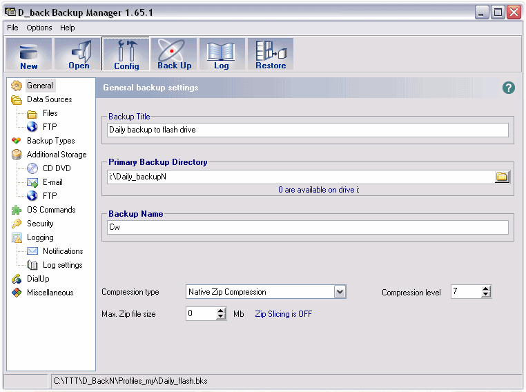 D_back Backup Manager 1.69.17 software screenshot