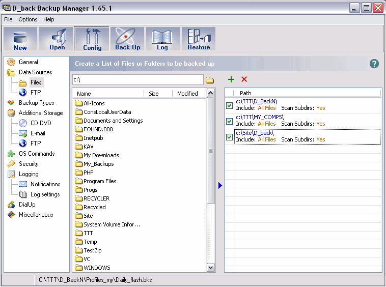 D_back 1.69.11 software screenshot