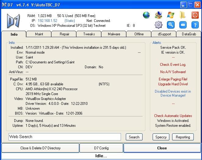 D7 6.6.12 software screenshot