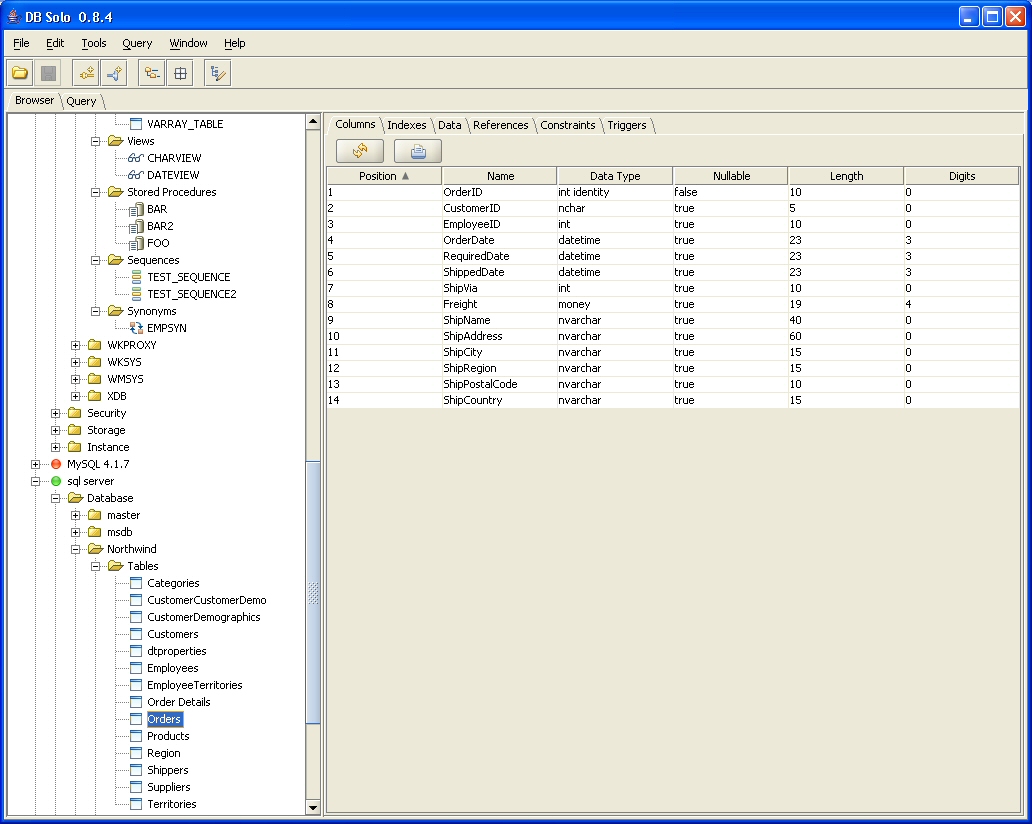 DB Solo 5.2 software screenshot