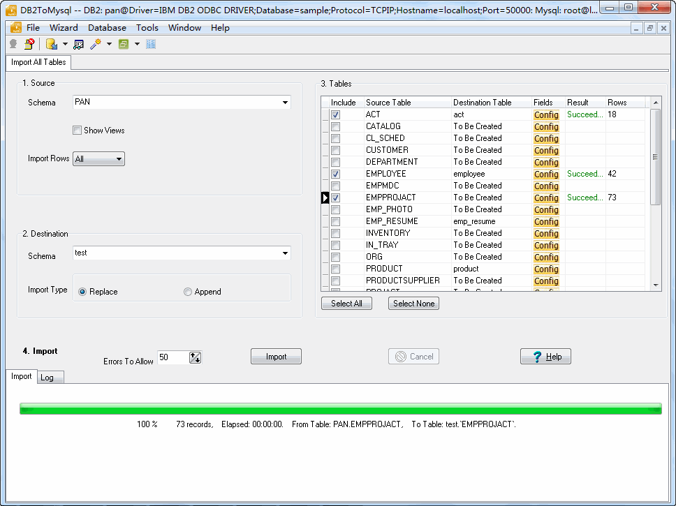 DB2ToMysql 1.5.1.43 software screenshot