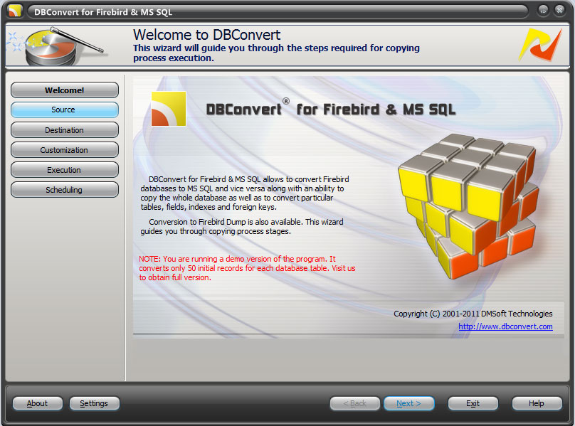 DBConvert for Firebird and MS SQL 2.1.1 software screenshot