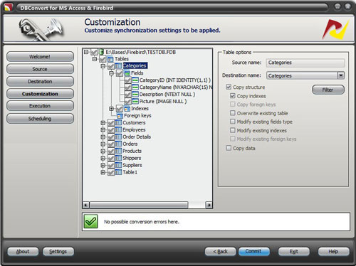 DBConvert for MS Access & Firebird 1.1.4 software screenshot