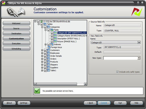 DBConvert for MS Access & SQLite 1.0.6 software screenshot