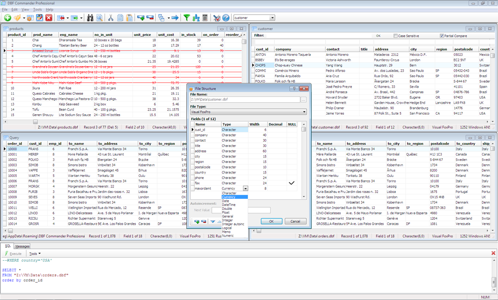 DBF Commander Professional 4.1.80 software screenshot