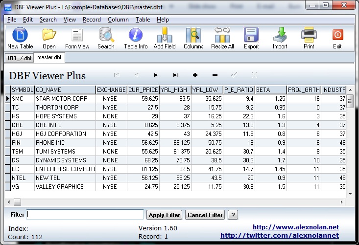 DBF Viewer Plus 1.73 software screenshot