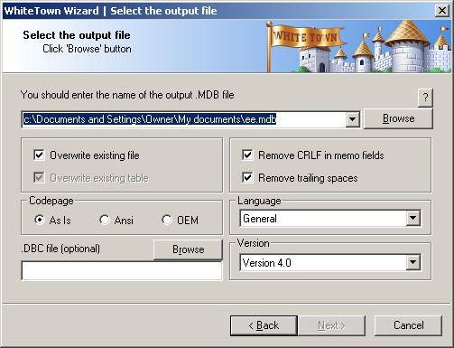 DBF to MDB (Access) 2.35 software screenshot