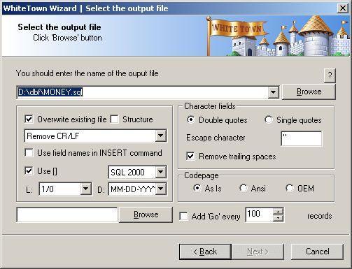 DBF to SQL 2.45 software screenshot