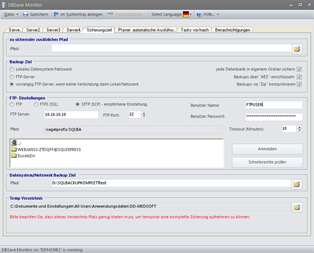 DBSave 7.1.0 software screenshot