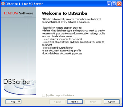 DBScribe for SQL Server 1.4 software screenshot