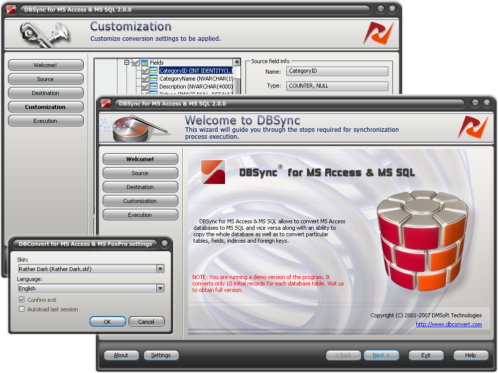 DBSync for MS Access & MS SQL 4.1.0 software screenshot