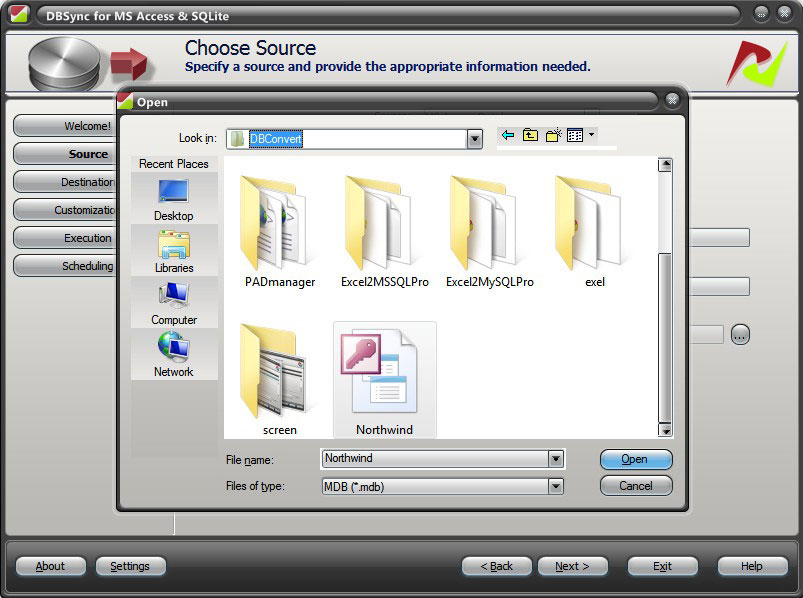 DBSync for MS Access & SQLite 1.0.7 software screenshot