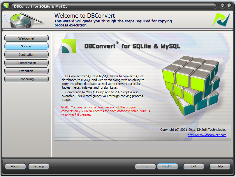 DBSync for SQLite and MSSQL 1.4.3 software screenshot