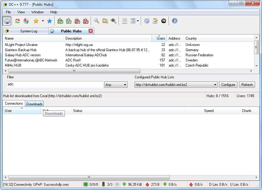 DC++ 0.865 software screenshot