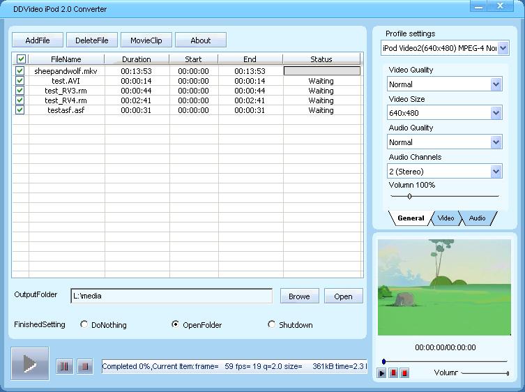 DDVideo iPod Video Converter Gain 3.7 software screenshot