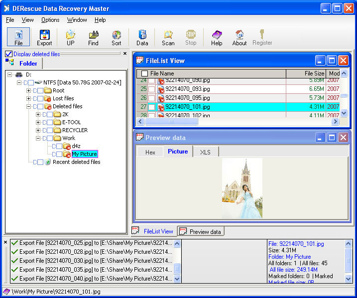 DERescue Data Recovery Master 2.76 software screenshot