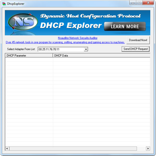 DHCP Explorer 1.4.5 software screenshot