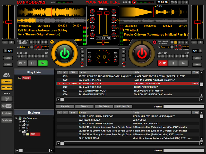 DJ ProDecks 2.0 software screenshot