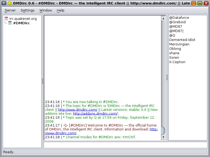 DMDirc 0.8 software screenshot