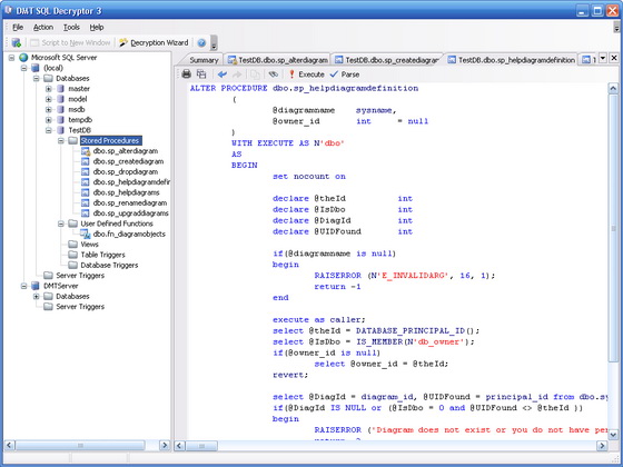 DMT SQL Decryptor 3.20.0.0 software screenshot