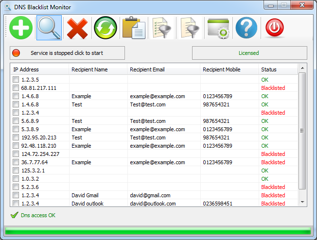 DNS Blacklist Monitor 1.0 software screenshot