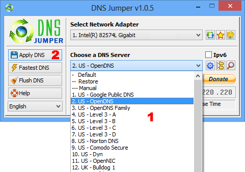 DNS Jumper 2.1 software screenshot