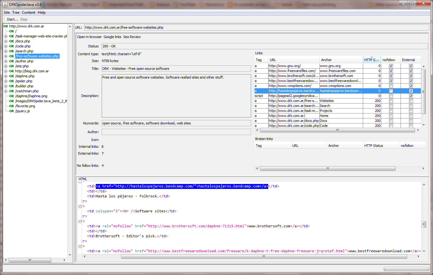 DRKSpiderJava 0.83 software screenshot