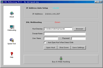 DSL Web Hosting 2.8 software screenshot