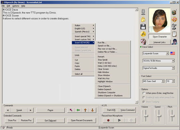 DSpeech 1.63.2 software screenshot