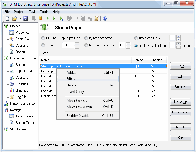 DTM DB Stress Standard 1.23.00 software screenshot