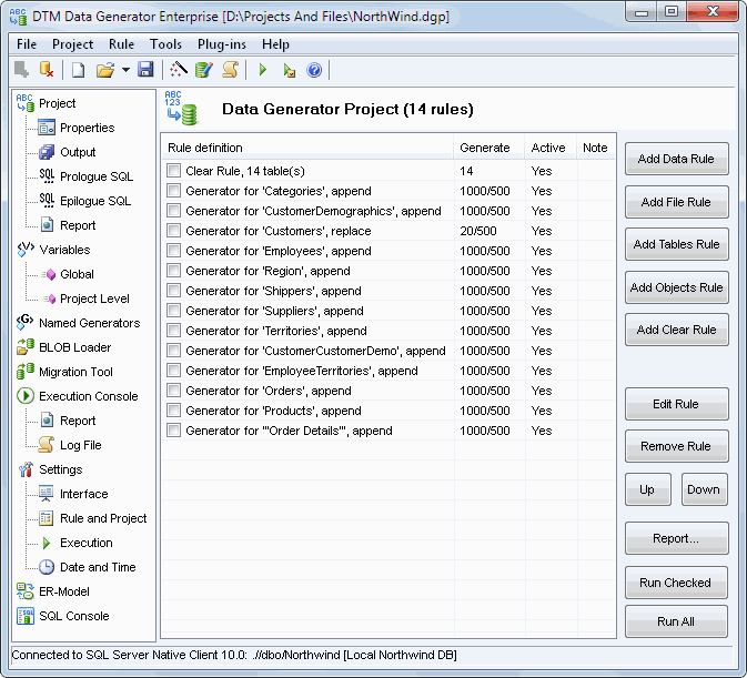 DTM Data Generator Enterprise  1.55.01 software screenshot