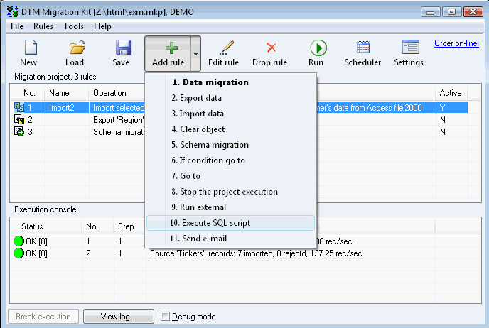 DTM Migration Kit 1.13.7.0 software screenshot