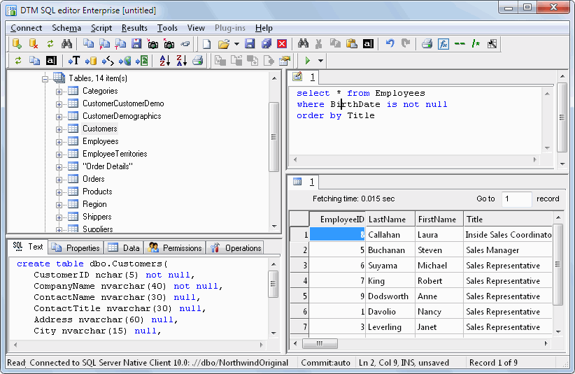 DTM SQL Editor Professional 2.05.00 software screenshot