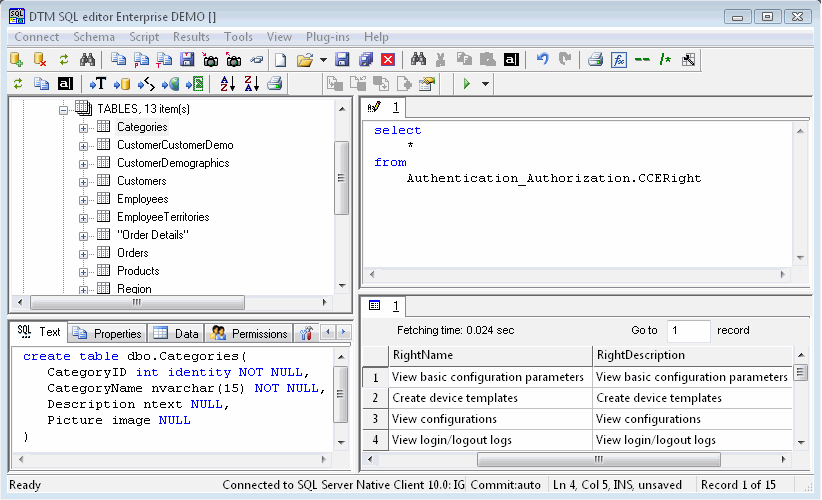 DTM SQL Editor Standard 2.03.20 software screenshot