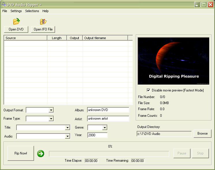 DVD Audio Ripper Plus 2.3 software screenshot