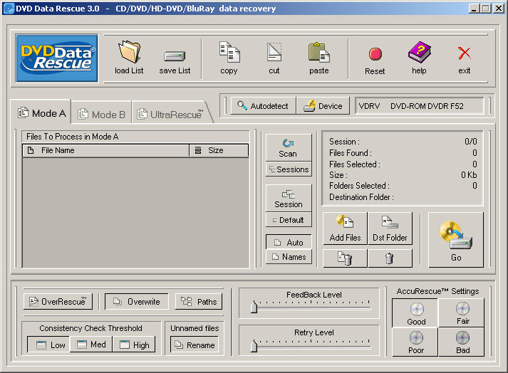 DVD Data Rescue 5.2.2.1 software screenshot