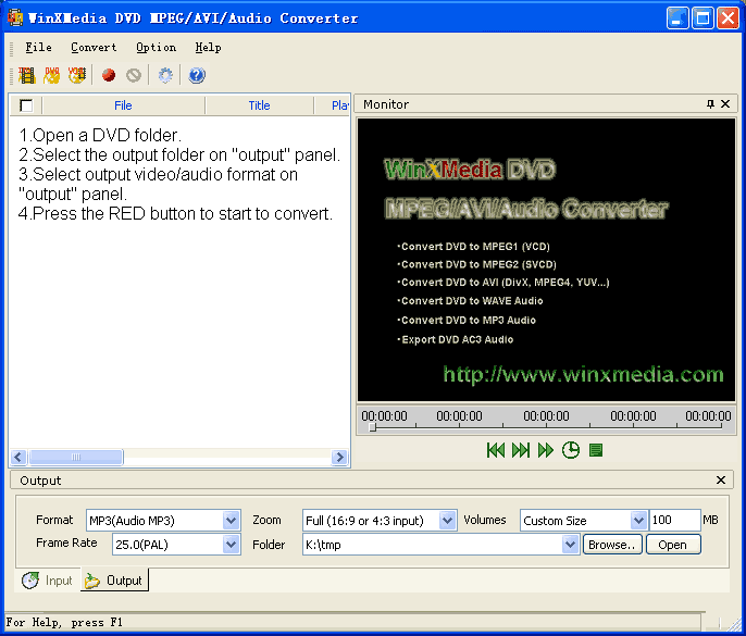 DVD MPEG AVI Audio Converter 3.2 software screenshot
