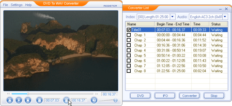 DVD To WAV Converter 1.20 software screenshot