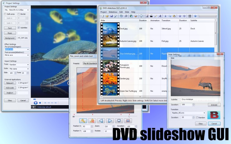 DVD slideshow GUI 0.9.5.4 software screenshot