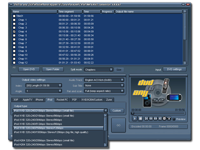 DVD to Any converter 4.9.2.01 software screenshot