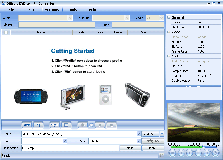 DVD to MP4 Suite 2011.1105 software screenshot