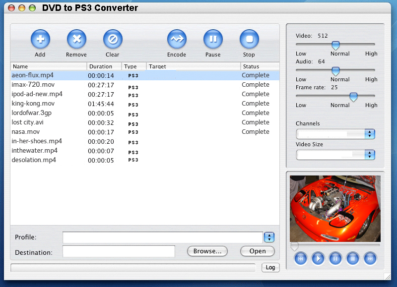 DVD to PS3 Converter 2011.1105 software screenshot