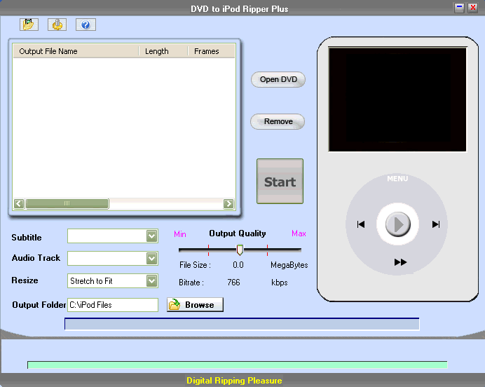 DVD to iPod Ripper Plus 2.0 software screenshot