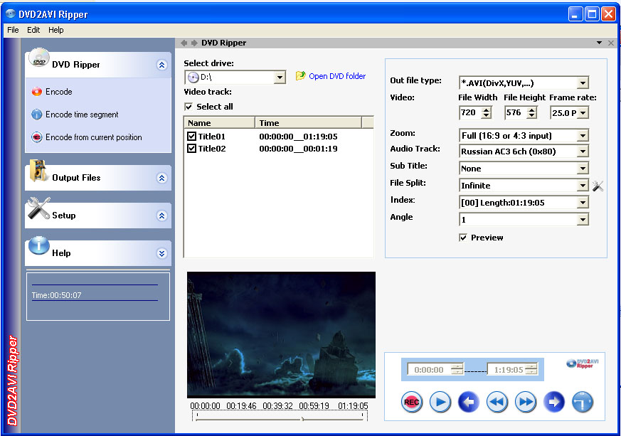 DVD2AVI Ripper Professional 3.14.0.106 software screenshot